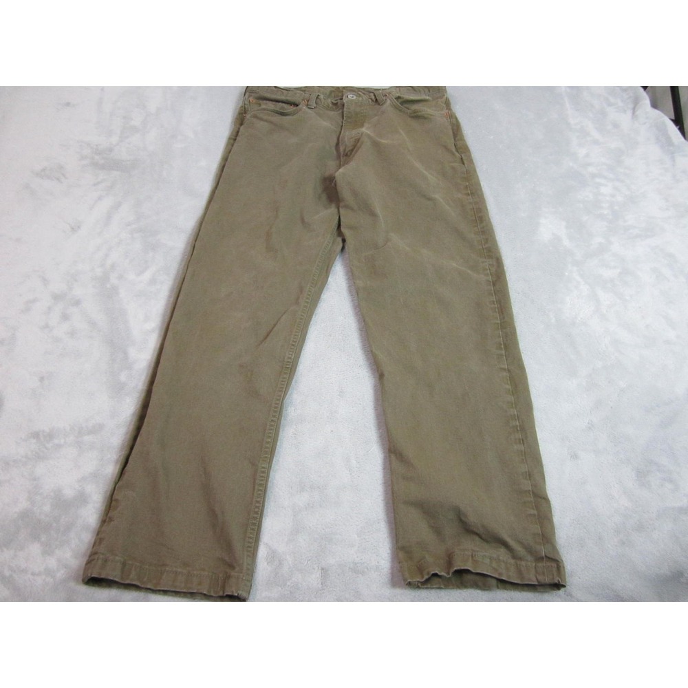 Buck Mason Pants Mens 33x34 Olive Green Straight Leg Cotton Blend Chino Read